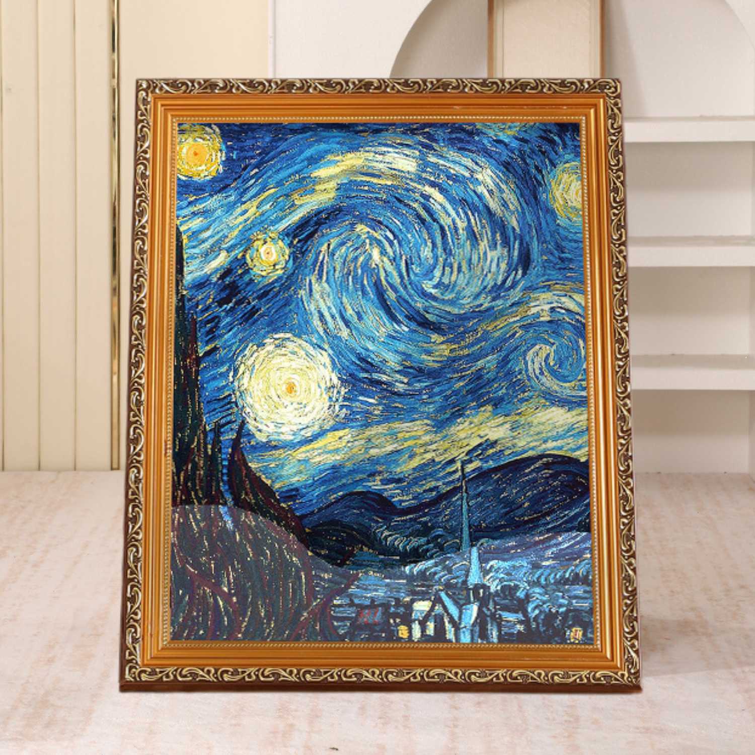 kattenbed 3d 4d olieverf starry night schilderij ontwerp